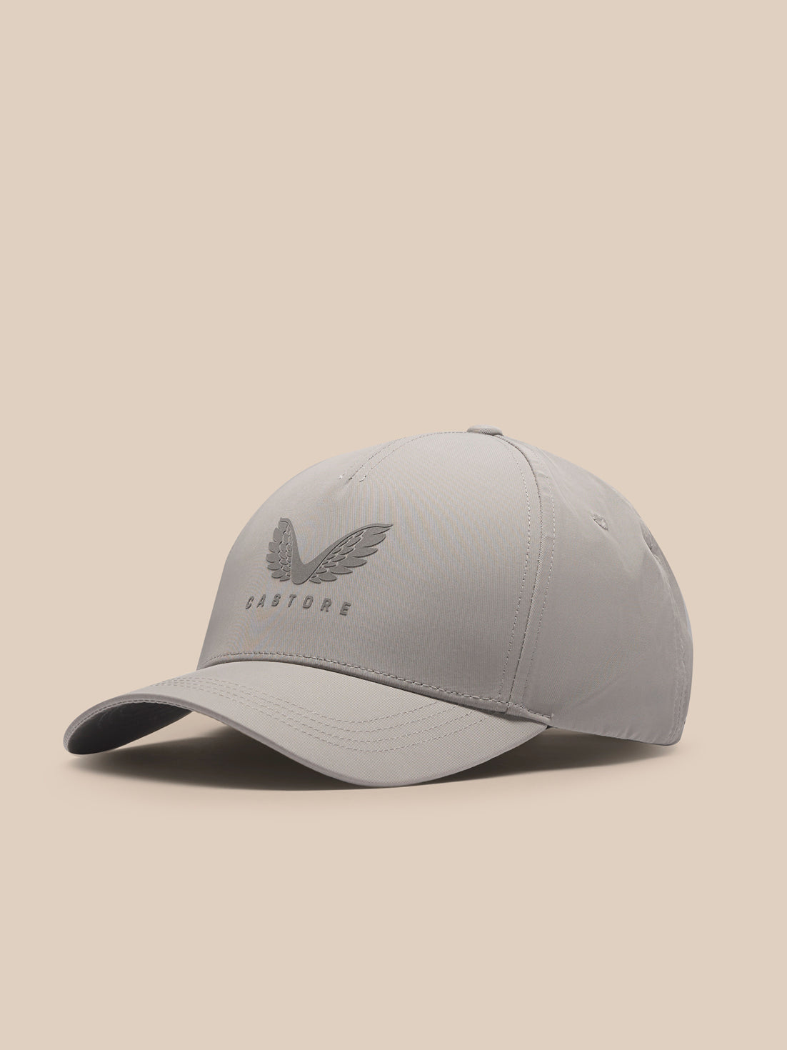 Front view of a Rock Grey Active Cap worn by a model