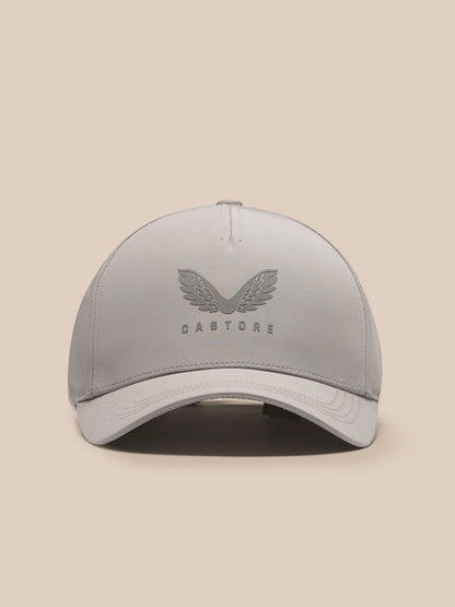 Front view of Rock Grey Castore Active Cap with embossed wing logo