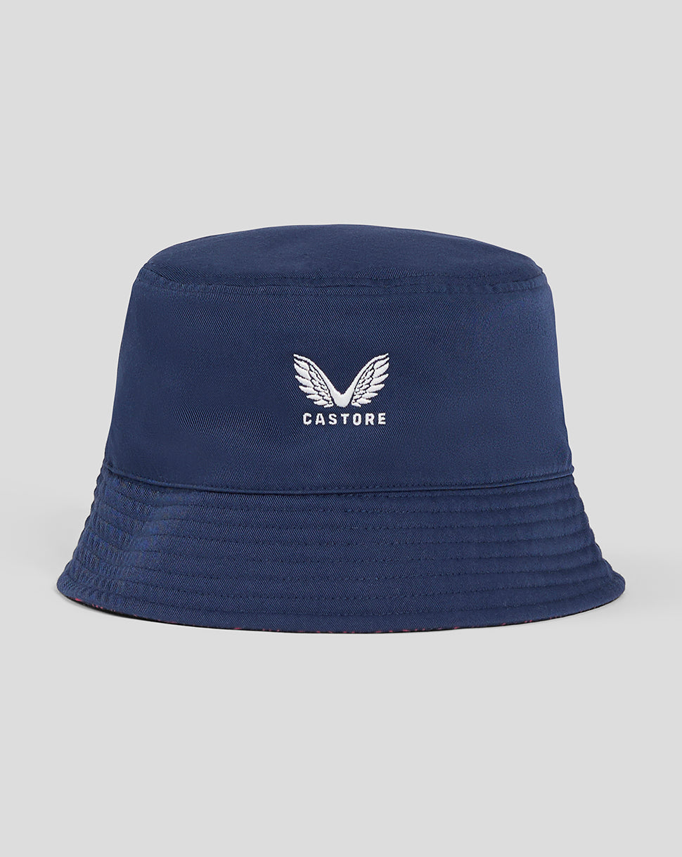Navy bucket hat with Castore logo embroidered on the front