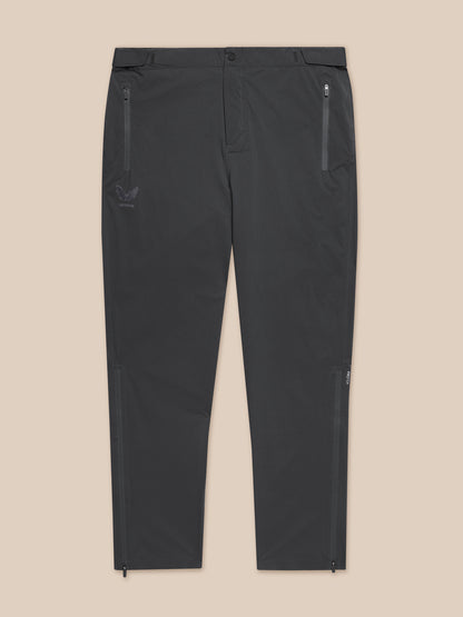 Men's Golf Lightweight Waterproof Over Trousers in gunmetal front view with zip pockets and leg zips
