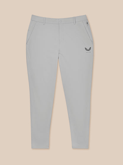 Light grey Golf Pinnacle Trousers with belt loops and front pockets Castore logo on the thigh