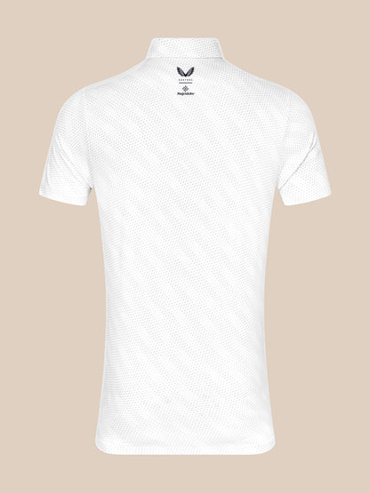 Back view of a white Majesticks polo showing Castore branding near the upper back and Majesticks logo