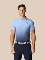Club Graphic Polo in sky blue featuring gradient ombre pattern and left chest Castore logo