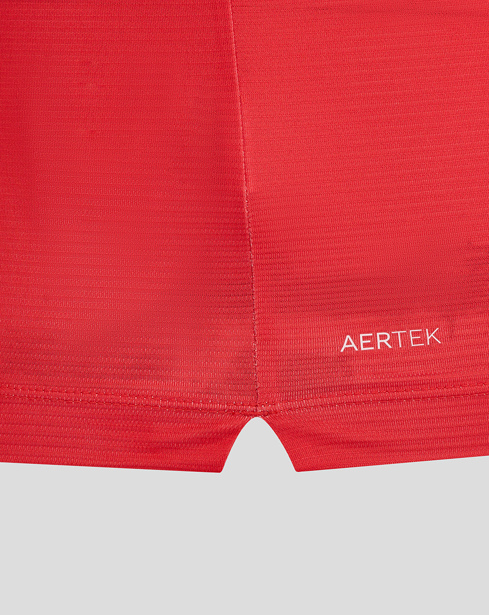 Back view of red Majesticks Golf Club polo showing Castore branding along the back and shoulder lines