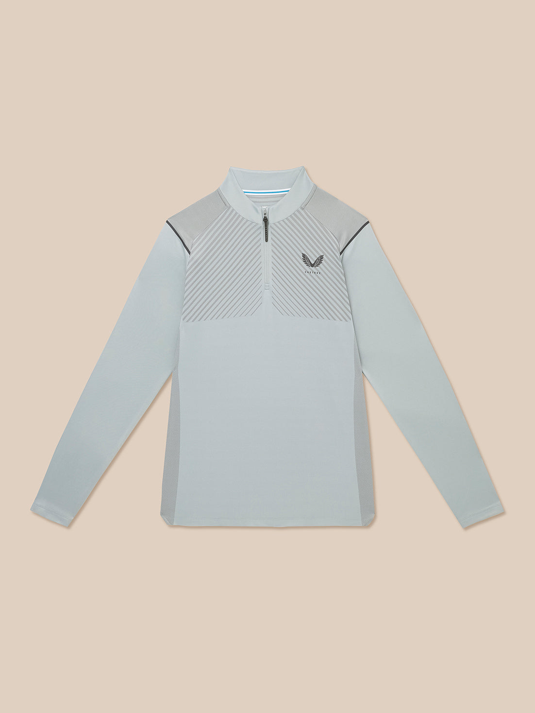 Pinnacle LVS 1/4 Zip Top in mid grey with diagonal vent panels and front quarter zip.