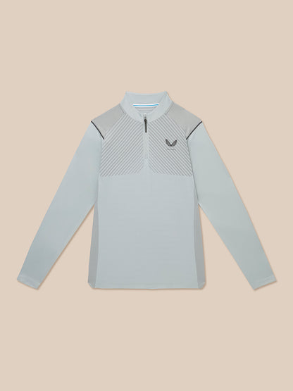 Pinnacle LVS 1/4 Zip Top in mid grey with diagonal vent panels and front quarter zip.