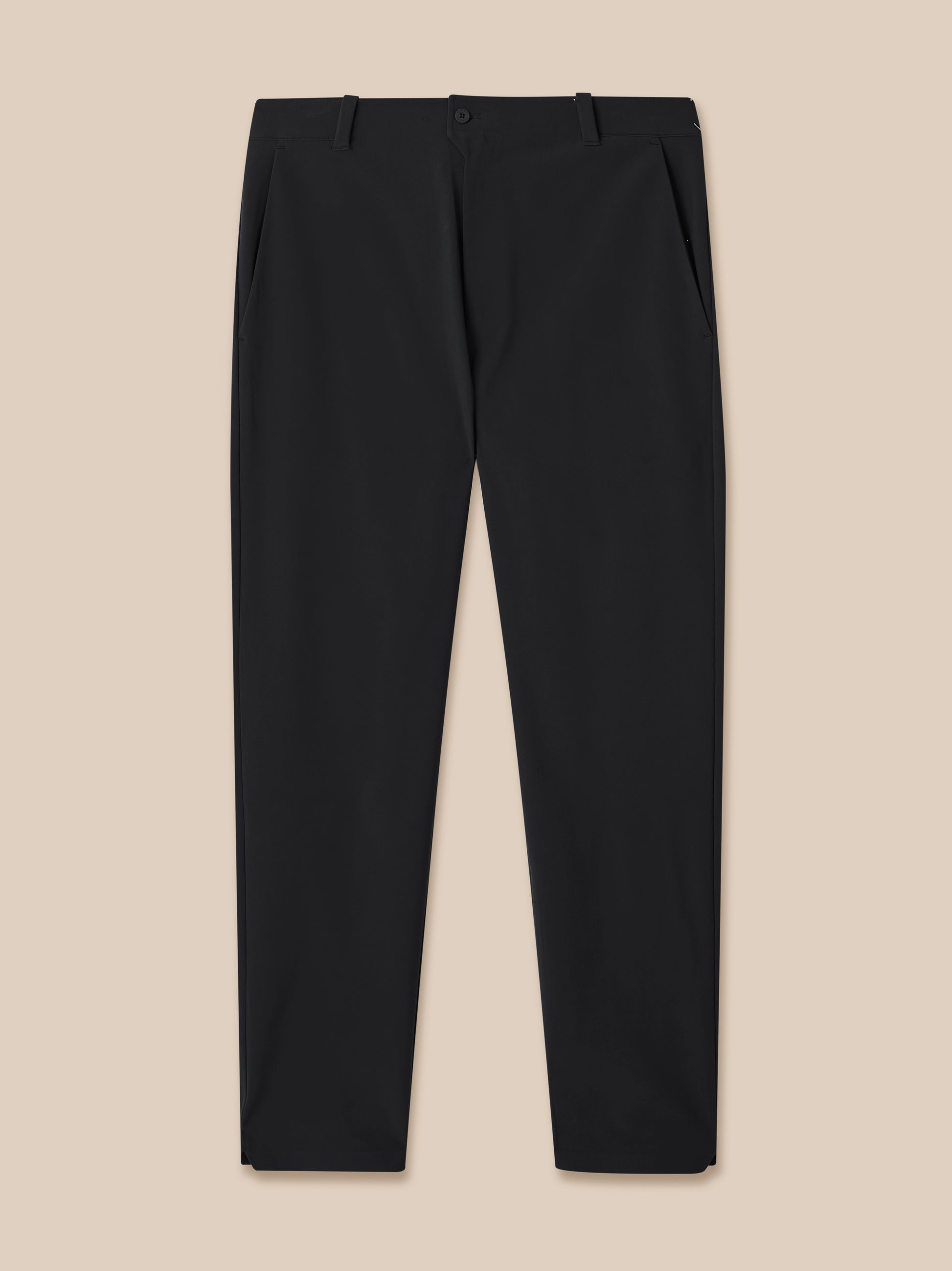 Front view of black Golf Pinnacle Trouser 34 with waistband belt loops and front pockets