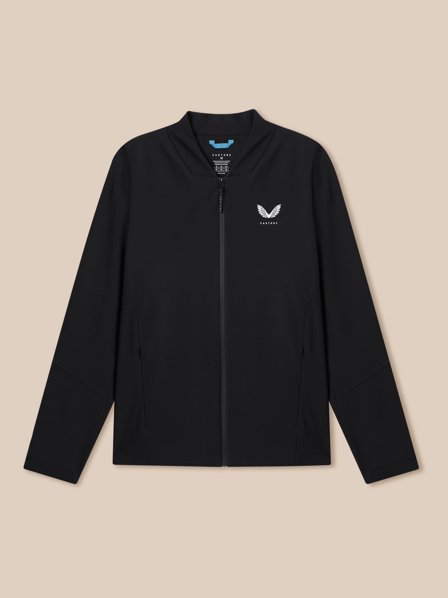 Golf Pinnacle LVS Jacket in black with front zipper and Castore logo on the left chest