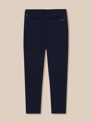 Navy men's golf trousers back view with Protek branding on left and Castore on right pocket