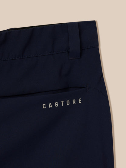 Navy Men’s Golf Trousers close-up of waistband and back pocket with Castore branding