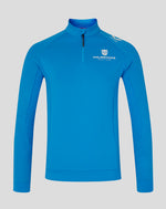 Royal blue Majesticks Flex quarter zip long sleeve top with stand collar and chest logo.