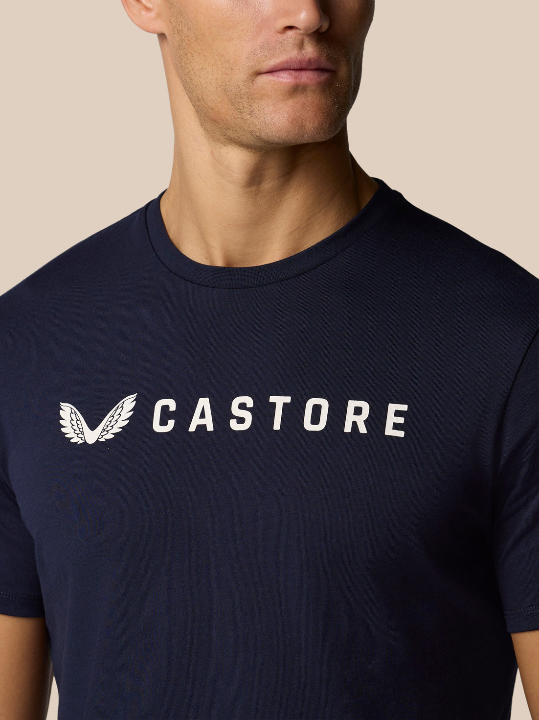 Graphic Lifestyle T Shirt in navy featuring white Castore wordmark on chest.