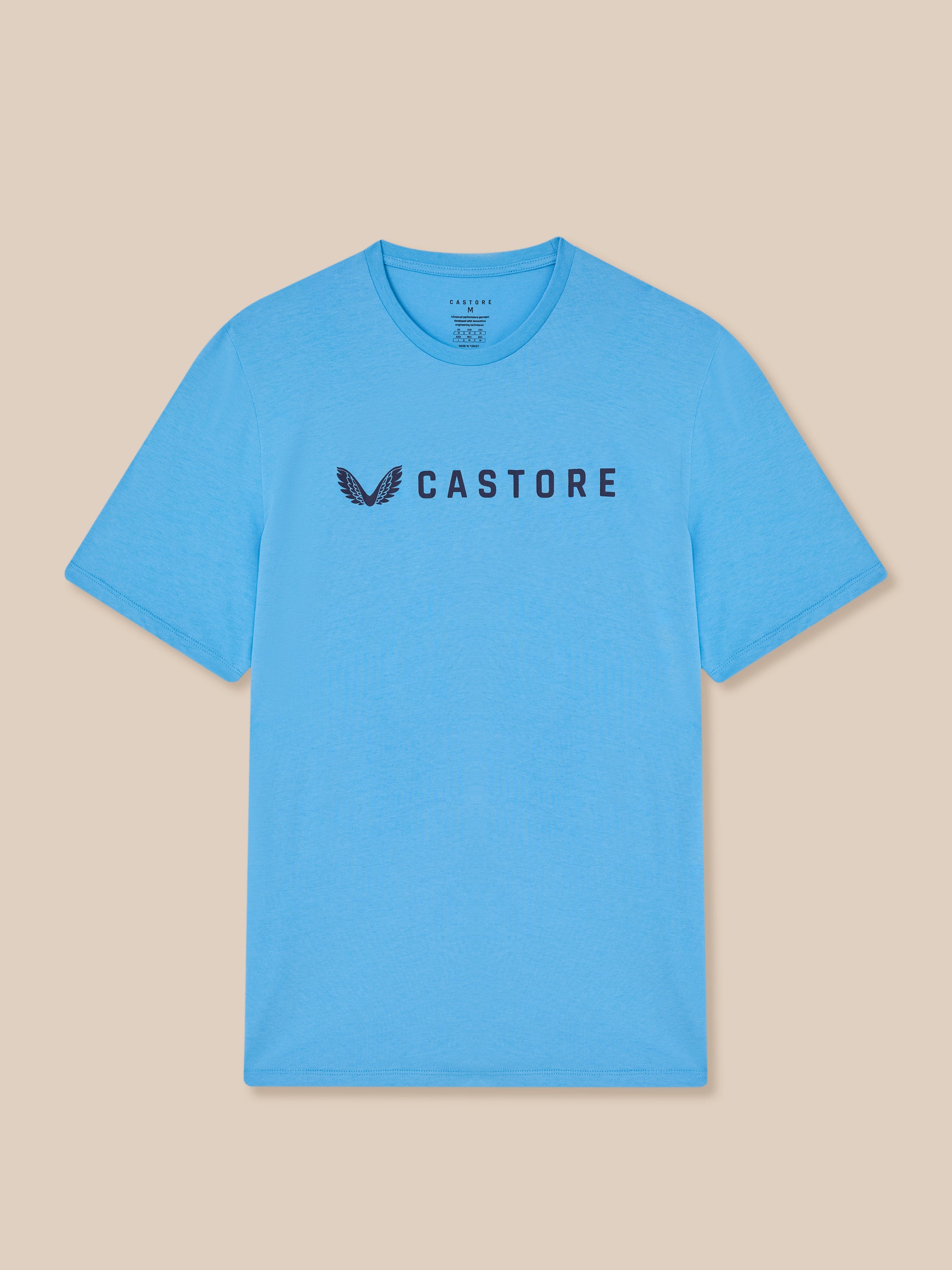 Graphic Lifestyle T-Shirt in cool blue with Castore logo and wing emblem across the chest.