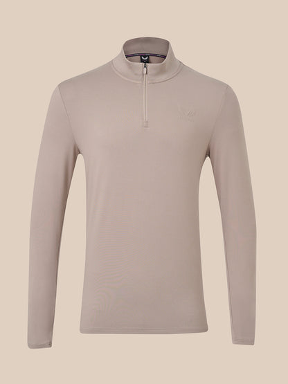 Men's Elevated Lifestyle Slim Fit Quarter Zip Top - Taupe