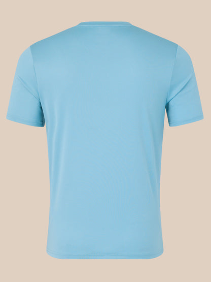 Back view of a light blue Wings Graphic T-Shirt with no front print visible.