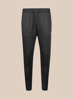Men's flex joggers in gunmetal with drawstring waist, tapered legs and small logo at the hip