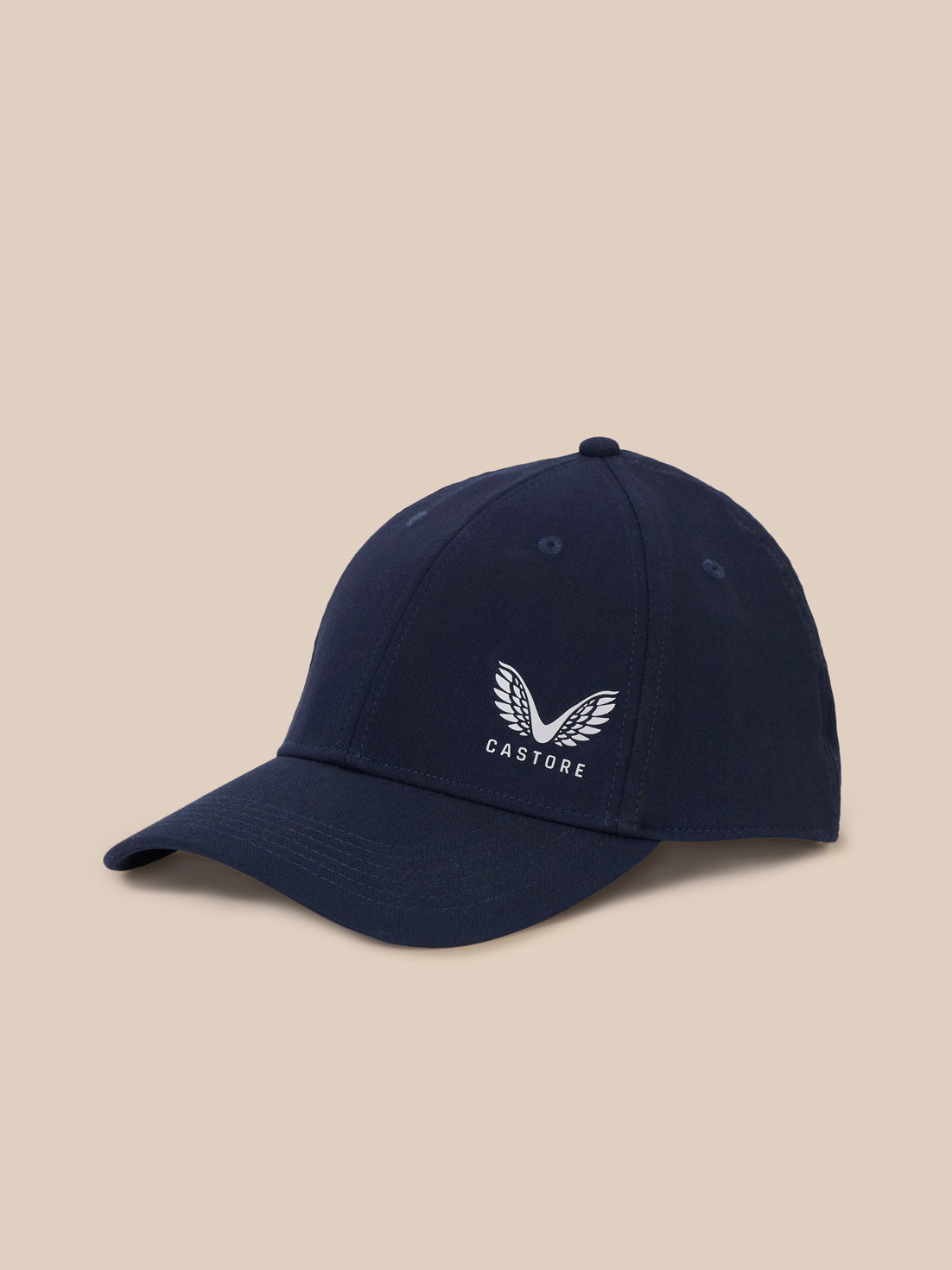 Black cap with Castore logo on a white background