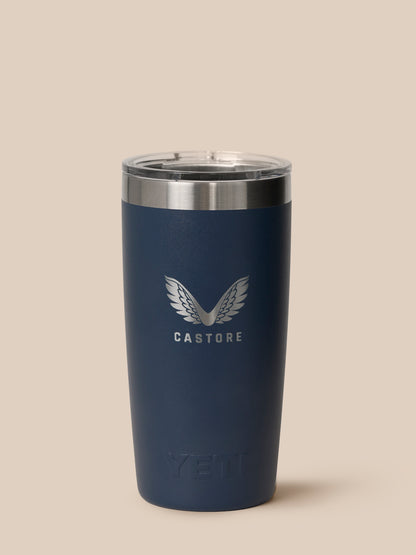 Blue YETI Castore 300ml tumbler with silver rim and Castore wings logo