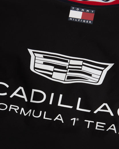 Black shirt with Cadillac Formula 1 Team logo and Tommy Hilfiger label.