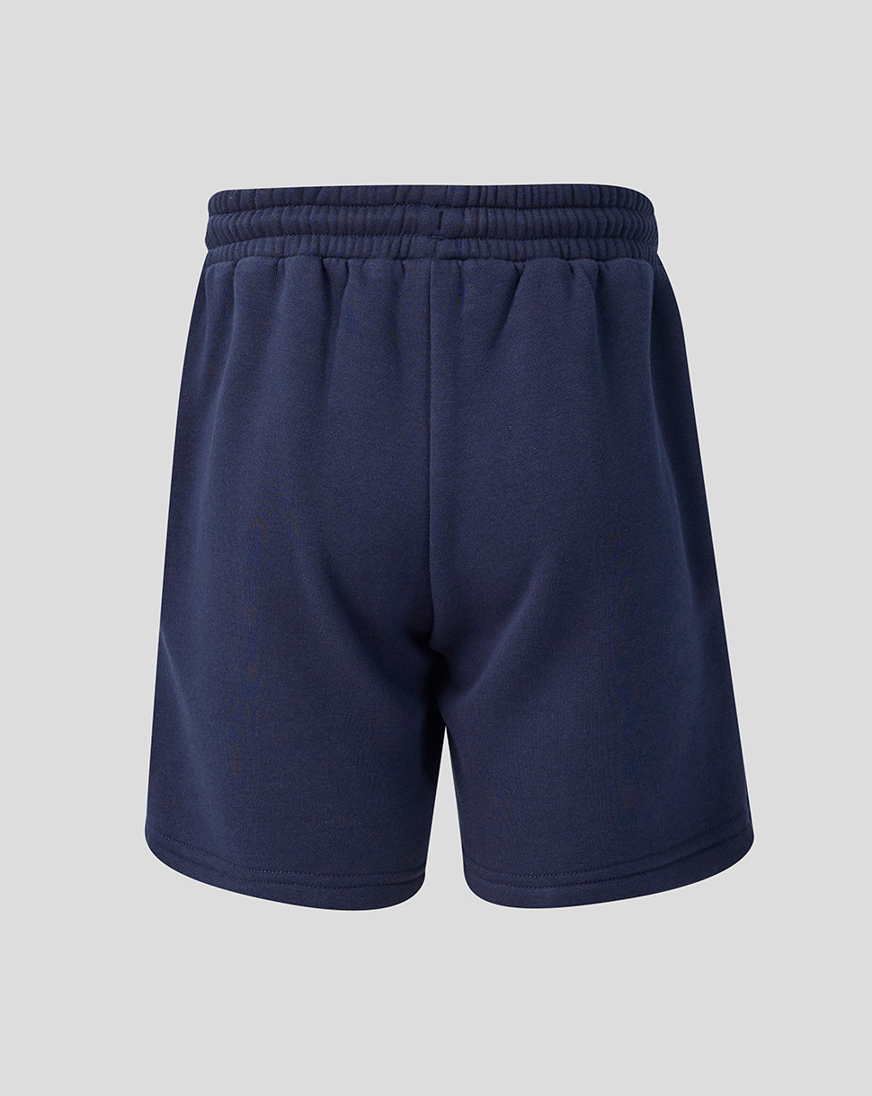 Navy blue shorts on a light gray background