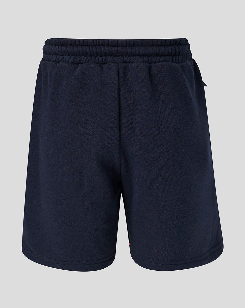 Navy blue shorts on a light gray background