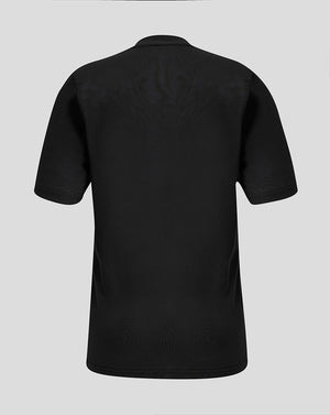Black t-shirt on a light gray background