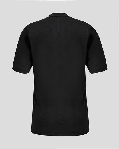 Black t-shirt on a light gray background