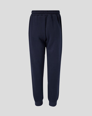 Navy blue sweatpants on a light gray background