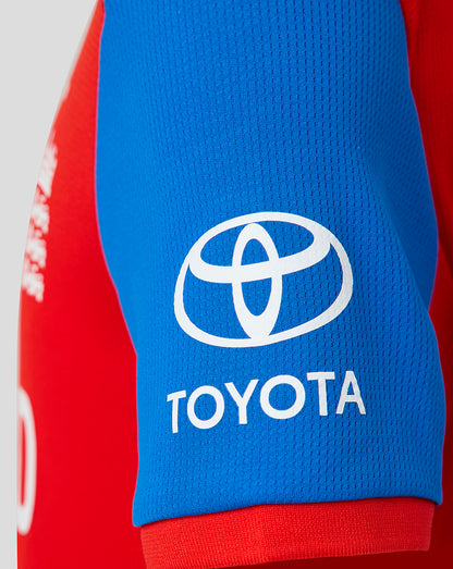 Close-up of blue sleeve featuring Toyota logo on England junior T20 replica shirt
