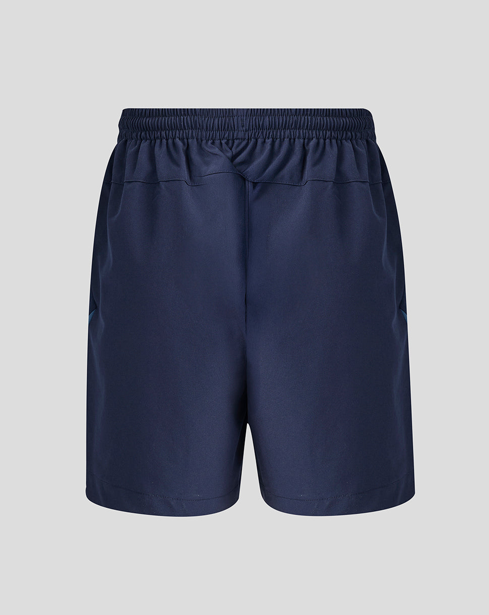 Navy blue shorts on a light gray background