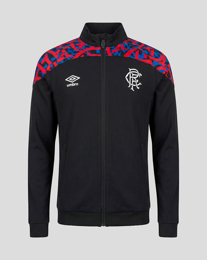 Rangers Matchday black walk out jacket on a grey background