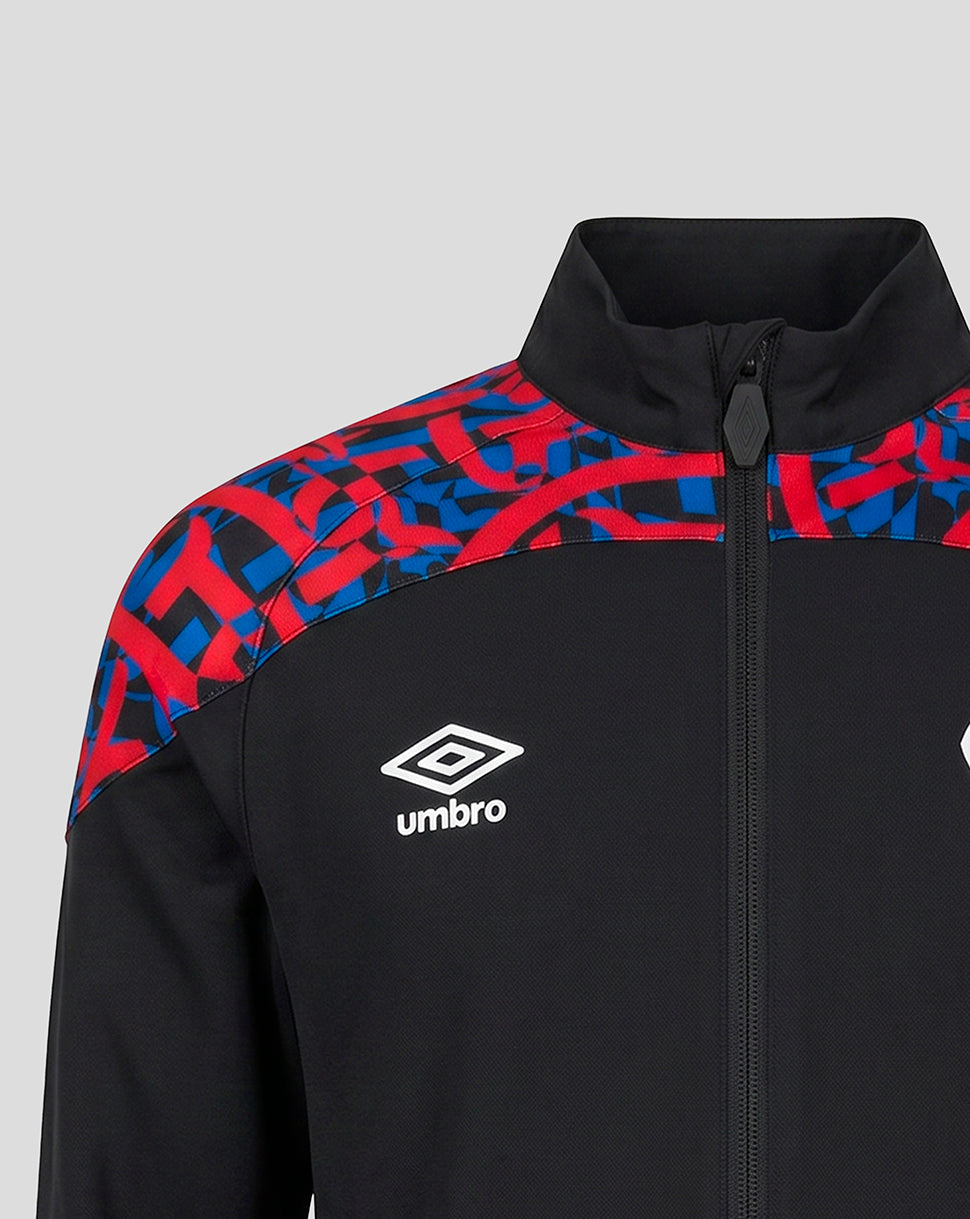 Rangers Matchday black walk out jacket on a grey background