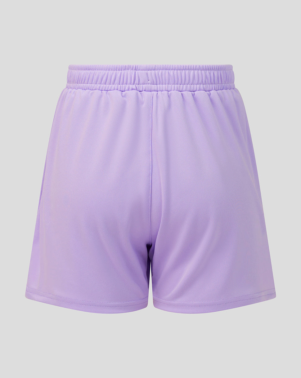 Purple shorts on a light gray background