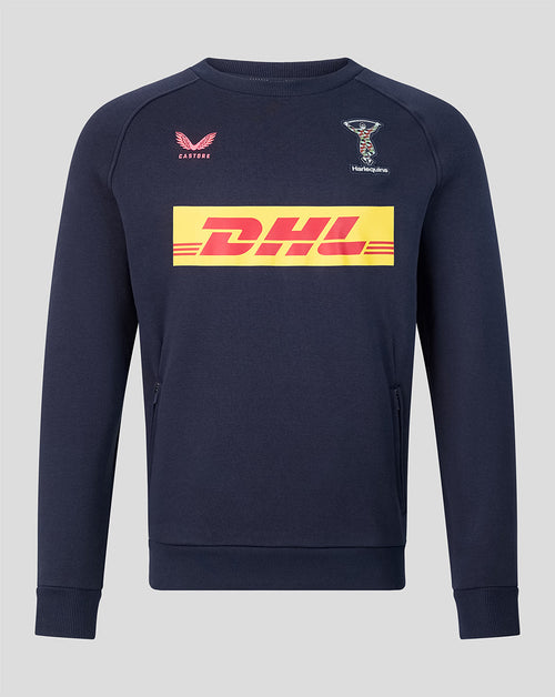 Navy Harlequins travel sweatshirt with club crest and DHL sponsor on chest