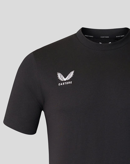 Black England Rugby travel T shirt with white Castore logo on the chest