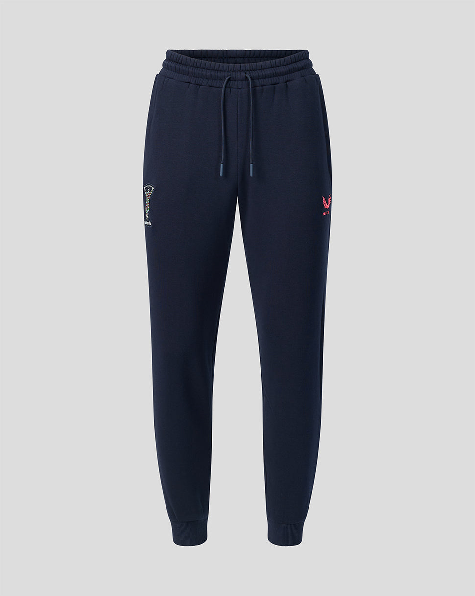 Harlequins navy travel joggers with crest on the left thigh and a drawstring waist
