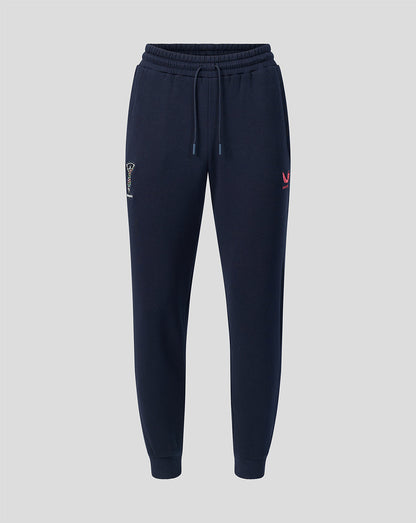 Harlequins navy travel joggers with crest on the left thigh and a drawstring waist