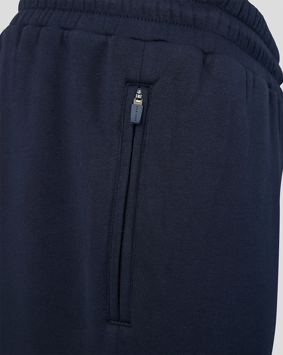 Navy jogger side pocket with vertical zipper