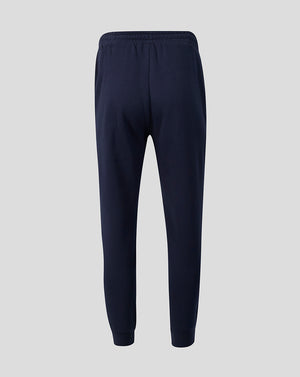 Back view of navy Leicester Tigers Adapt fleece joggers with a drawstring waist and ribbed cuffs