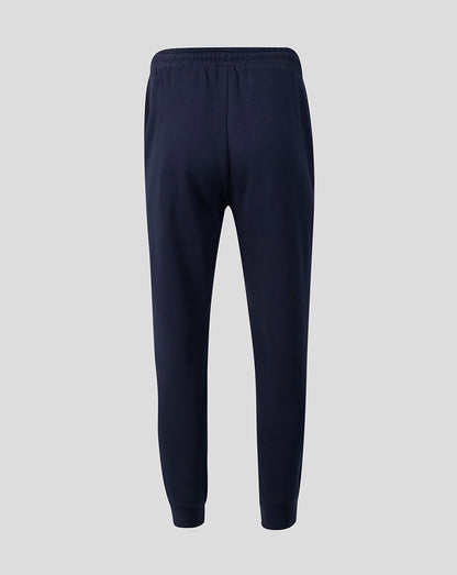 Back view of navy Leicester Tigers Adapt fleece joggers with a drawstring waist and ribbed cuffs