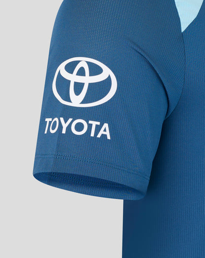 Blue sleeve with Toyota logo on a light gray background