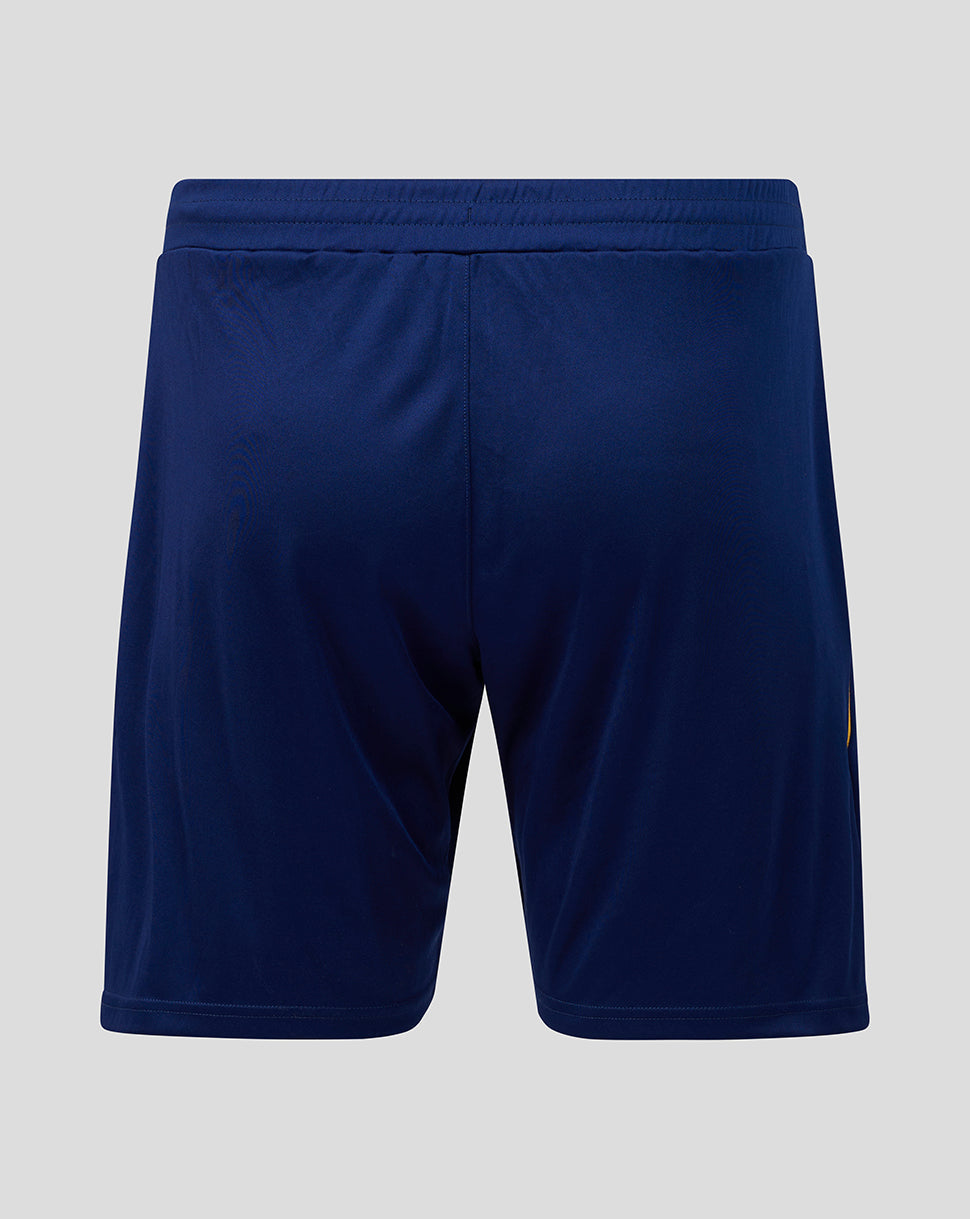 Navy blue shorts on a light gray background