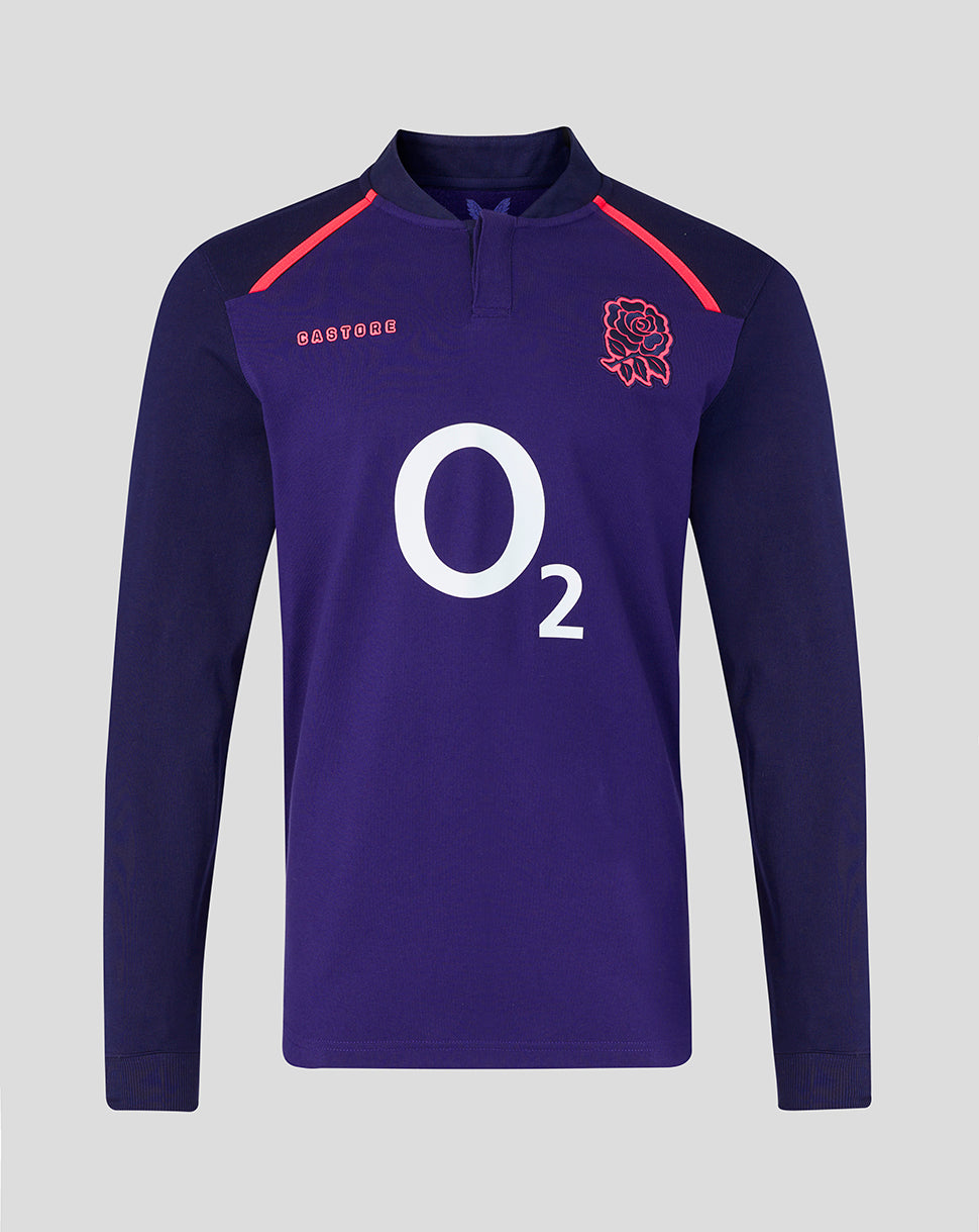 Rhodonite purple Women's 26/27 Alternate Classic long sleeve shirt with Red Rose crest and large O2 logo