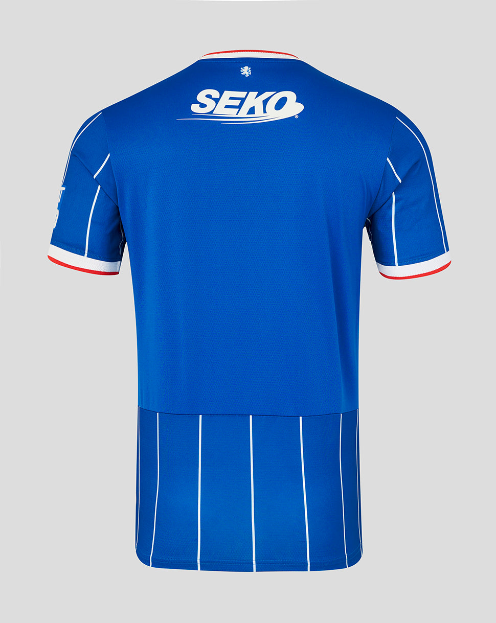 Blue sports jersey with 'SEKO' branding on a gray background