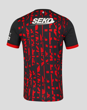 Rangers FC men's 2026/27 third pro shirt back view featuring SEKO sponsor and red abstract pattern