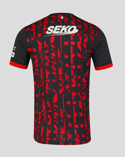 Rangers FC men's 2026/27 third pro shirt back view featuring SEKO sponsor and red abstract pattern