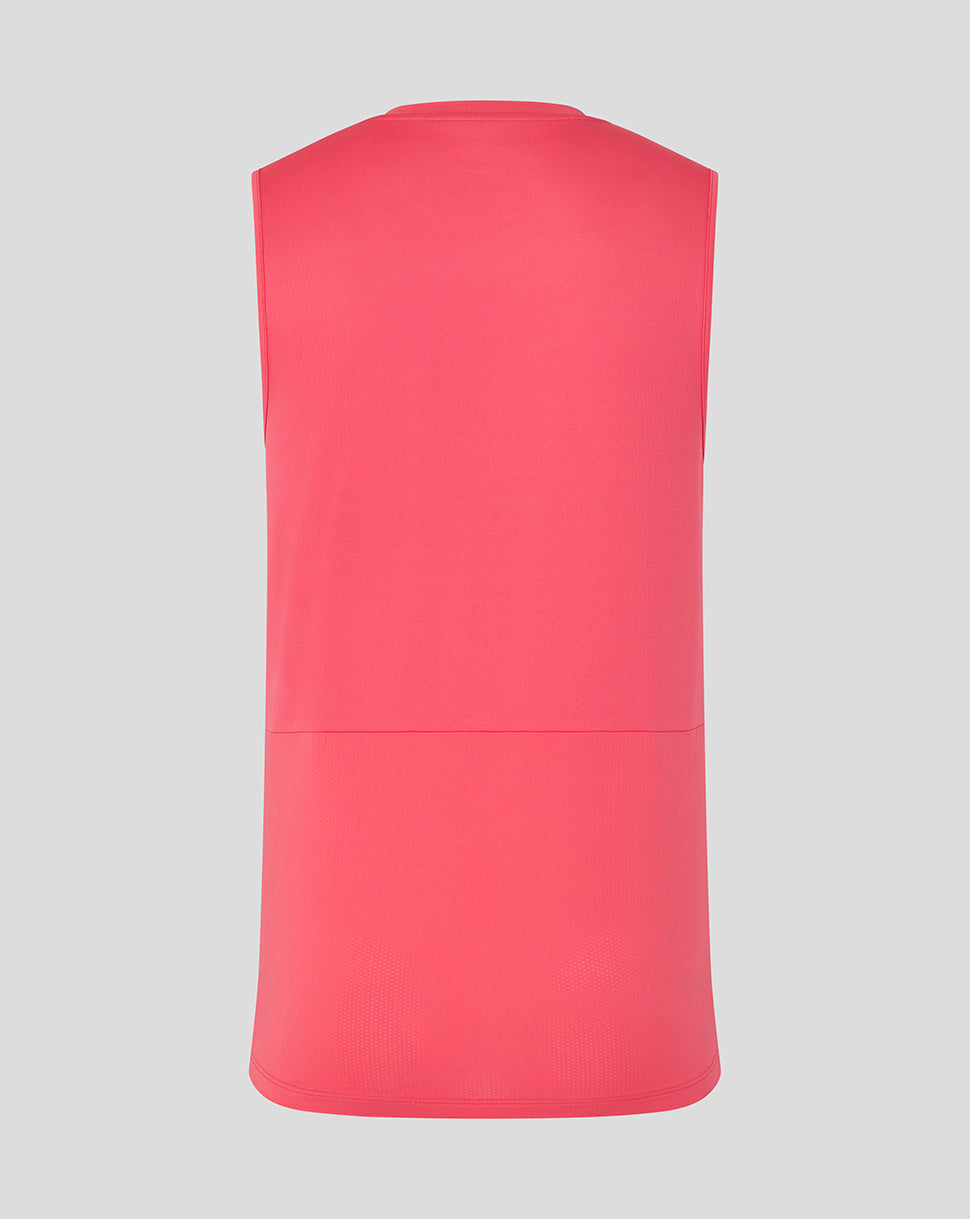 Red sleeveless top on a light gray background