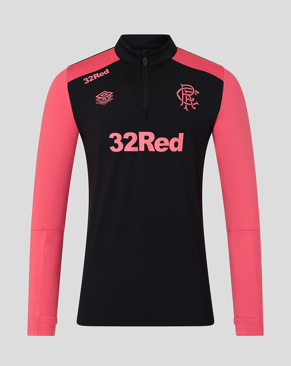 Black and pink long-sleeve sports top with '32Red' branding on a gray background