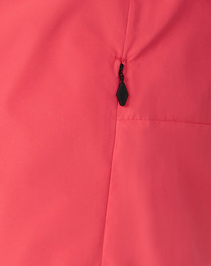 Close-up of a pink jacket with a zipper detail