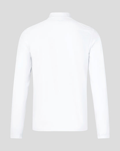 White long-sleeve shirt on a light gray background